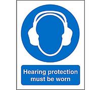 Seco Hearing Protection Must Be Worn Sign, 150mm x 200mm - 1mm Semi Rigid Plastic