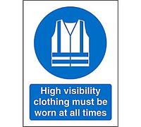 Mandatory Sign High Vis Clothing Must Be Worn Adhesive Plastic 20 x 15 cm