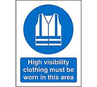 Mandatory Sign High Vis Clothing Must Be Worn Adhesive Plastic 20 x 15 cm