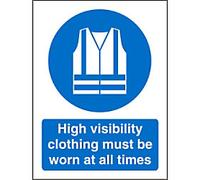 Mandatory Sign High Vis Clothing Must Be Worn Adhesive Plastic 30 x 20 cm