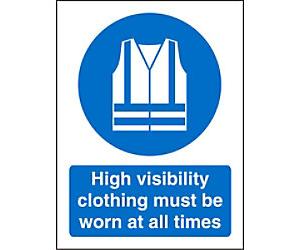Mandatory Sign High Vis Clothing Must Be Worn Adhesive Plastic 30 x 20 cm