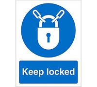 Mandatory Sign Keep Locked Adhesive Plastic 30 x 20 cm
