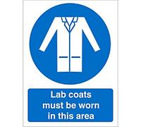 Seco Lab Coats Must Be Worn in This Area Sign, 200mm x 300mm - Self Adhesive Vinyl