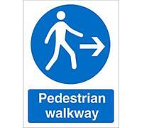 Mandatory Sign Pedestrian Walkway with Right Arrow Adhesive Vinyl 20 x 15 cm