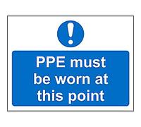 Mandatory Sign PPE Must Be Worn At This Point Freestanding Corrugated Board 45 x 60 cm