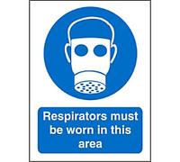 Seco Respirators Must Be Worn in This Area Sign, 200mm x 300mm - 1mm Semi Rigid Plastic