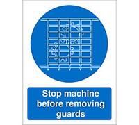 Mandatory Sign Stop Machine Adhesive Vinyl 30 x 20 cm