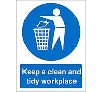 Mandatory Sign Tidy Workplace Adhesive Vinyl 20 x 15 cm