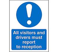 Mandatory Sign Visitors and Drivers Report to Reception Adhesive Plastic 30 x 20 cm