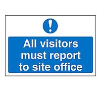 Mandatory Sign Visitors Report To Office Freestanding Corrugated Board 30 x 40 cm