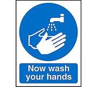 Mandatory Sign Wash Hands Adhesive Acrylic 20 x 15 cm
