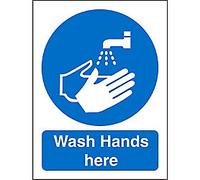 Mandatory Sign Wash Hands Adhesive Vinyl 30 x 20 cm