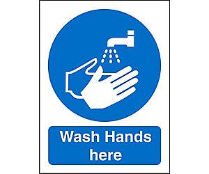 Mandatory Sign Wash Hands Adhesive Vinyl 30 x 20 cm