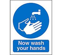 Mandatory Sign Wash Hands Wall Mounted SAV (Self Adhesive Vinyl) 15 x 20 cm