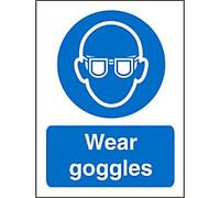 Mandatory Sign Wear Goggles Adhesive Vinyl 20 x 15 cm