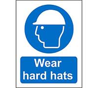 Mandatory Sign Wear Hard Hats Adhesive Plastic 30 x 20 cm