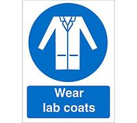 Mandatory Sign Wear Lab Coats Adhesive Plastic 20 x 15 cm