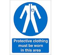 Mandatory Sign Wear Protective Clothing In This Area Adhesive Plastic 30 x 20 cm