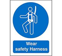 Mandatory Sign Wear Safety Harness Adhesive Plastic 20 x 15 cm