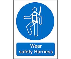 Mandatory Sign Wear Safety Harness Adhesive Plastic 20 x 15 cm