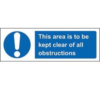 Mandatory signs This are to be kept clear off all obstructions Safety sign - Self adhesive sticker 150mm x 50mm