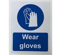 Mandatory signs Wear gloves Safety sign - Self adhesive sticker 200mm x 150mm