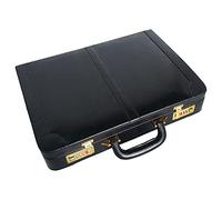 MANDAVA Leather Briefcase Executive Attache Slim Business Handbag Laptop MacBook Carry Case, BLACK, Overnighter Briefcase