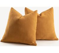 Mandioo Pack of 2 Chenille Cushion Covers Soft Comfortable Durable Throw Pillow Cases for Home Decor Sofa Couch Living Room Bedroom 16 x 16 Inch 40x40 cm Ginger