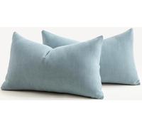 Mandioo Pack of 2 Chenille Cushion Covers Soft Comfortable Durable Throw Pillow Cases for Home Decor Sofa Couch Living Room Bedroom 12 x 20 Inch 30x50 cm Light Blue