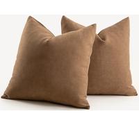 Mandioo Pack of 2 Chenille Cushion Covers Soft Comfortable Durable Throw Pillow Cases for Home Decor Sofa Couch Living Room Bedroom 18 x 18 Inch 45x45 cm Brown