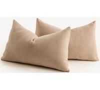 Mandioo Pack of 2 Chenille Cushion Covers Soft Comfortable Durable Throw Pillow Cases for Home Decor Sofa Couch Living Room Bedroom 26 x 26 Inch 65x65 cm Khaki