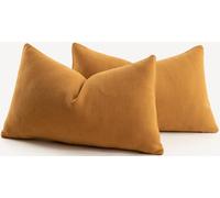 Mandioo Pack of 2 Chenille Cushion Covers Soft Comfortable Durable Throw Pillow Cases for Home Decor Sofa Couch Living Room Bedroom 12 x 20 Inch 30x50 cm Ginger