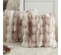 Mandioo Pack of 2 Cushion Covers 55cm x 55cm Decorative Thick Plush Wool Throw Pillow Covers cases for Sofa Bedroom Living Home 22 x 22 Inch White Taupe