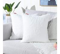 Mandioo Pure Snow White Faux Fur Cushion Covers 24x24 Inches Cushion Cases Fuzzy Cozy Soft Decorative Throw Pillowcases for Sofa Bedroom Car 60cmx60cm,Pack of 2