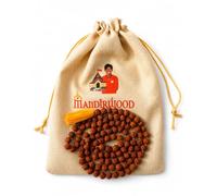 Mandirwood Rudraksha Mala, Authentic 5 Mukhi 108 Beads Necklace for Meditation, Yoga, Prayer & Chanting,Saffron, 4-6mm Beads