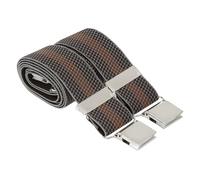 MANDITTIONS Brown Dogtooth Patterned Trouser Braces with a Bronze Stripe X Back 4 Silver Strong Clips 44 Inches