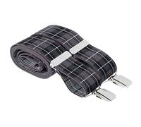 MANDITTIONS XL Black and Grey Clip On Tartan Trouser Braces with Silver Clips 48 Inch