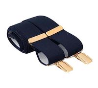 MANDITTIONS XL Dark Midnight Blue Trouser Braces with 4 Gold Clips 35mm Wide 48 Inches Extra Long