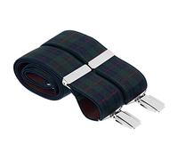 MANDITTIONS XL Green and Blue Clip On Tartan Trouser Braces with Silver Clips 48 Inch