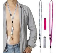 MandMcares Peritoneal Dialysis Accessories. PD Transfer Set Holder for Baxter - 2 Color PD Holders with 2 Adjustable Lanyards. Secure Shower Support. (Gray Pink)