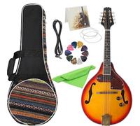 Mandolin 8 Strings Electric Mandolin Guitar Classical Melodic Instrument A Style Electric Mandolin With Carrying Backpack(Set 2)