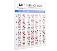 Mandolin Fretboard Chord Chart Laminated Cheat Sheet with Common Chords Notes Beginner Learning Tool for Mandolin Players