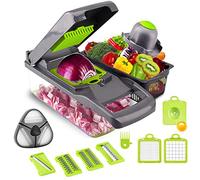 Mandolin Vegetable Slicer Stainless Steel Blade 13 in 1 - Multifunctional Vegetable Cutter Adjustable Kitchen Slicer Vegetable Spaghetti Carrot and Grater Cutter Zucchini Spaghetti Maker Grey