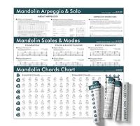 Mandolin Wall Chart Bundle - Set of 3 Posters: Chords, Scales & Arpeggios - 18x36 Inch Canvas Mandolin Learning Bundle for Beginner to Advanced Players - Rolled in Tube, Not Folded