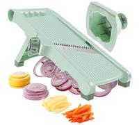 Mandoline Slicer, Foldable Vegetable Cutter, Space Saving Mandoline Cutter, Easy to Use, Kitchen Food Slicer for for Potato, Onion, Cucumber, Cabbage, Send Hand Guard(Green)