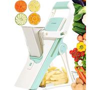 Mandoline Slicer Safe Vegetable Chopper-Julienne Dicer for Kitchen, Potato Slicer, Adjustable Vegetable Cutter with Container, Multifunctional 6 in 1 Food Chopper (White)