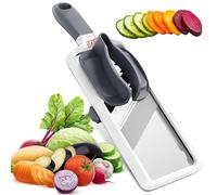 Mandoline Vegetable Slicer - Adjustable Stainless Steel Blades, with Comfort Grip - Vegetable Cutter for Small to Medium sized Cucumber, Onion, Potatoe - Gray