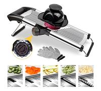 Mandoline Vegetable Slicer, Adjustable Stainless Steel Blades with Safety Glove & Food Holder, Kitchen Gadget for Fast Slicing, Julienne,Dishwasher Safe Design for Home Cooks