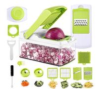 Mandoline Vegetable Slicer, Kitchen Multi-function 7 in 1 Food Cutter and Shredder Fruits and Vegetables Chopper ,All-in-One Vegetable Cutter Holder Container for Potato,Tomato,Onion,Cucumber