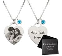 Mandore Designs® Personalised Engraved Necklace with Birthstone-Custom Photo & Text Pendant for Wife, Mother, Girlfriend, or Loved One. Gift for Christmas & Anniversaries. (Both Sides Photo)